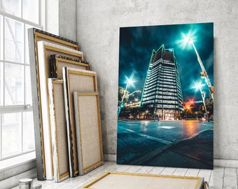 San Antonio Skyline Canvas Print, Vertical Texas Night Cityscape Wall Art