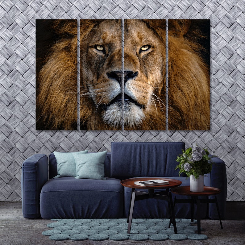 Canvas Set of Lion King of beasts home decor art lion | Etsy