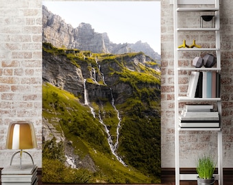 Waterfalls cool art for walls, Mountain France wall art for bedrooms, Mountains Landscape popular decor, Nature of France picture print