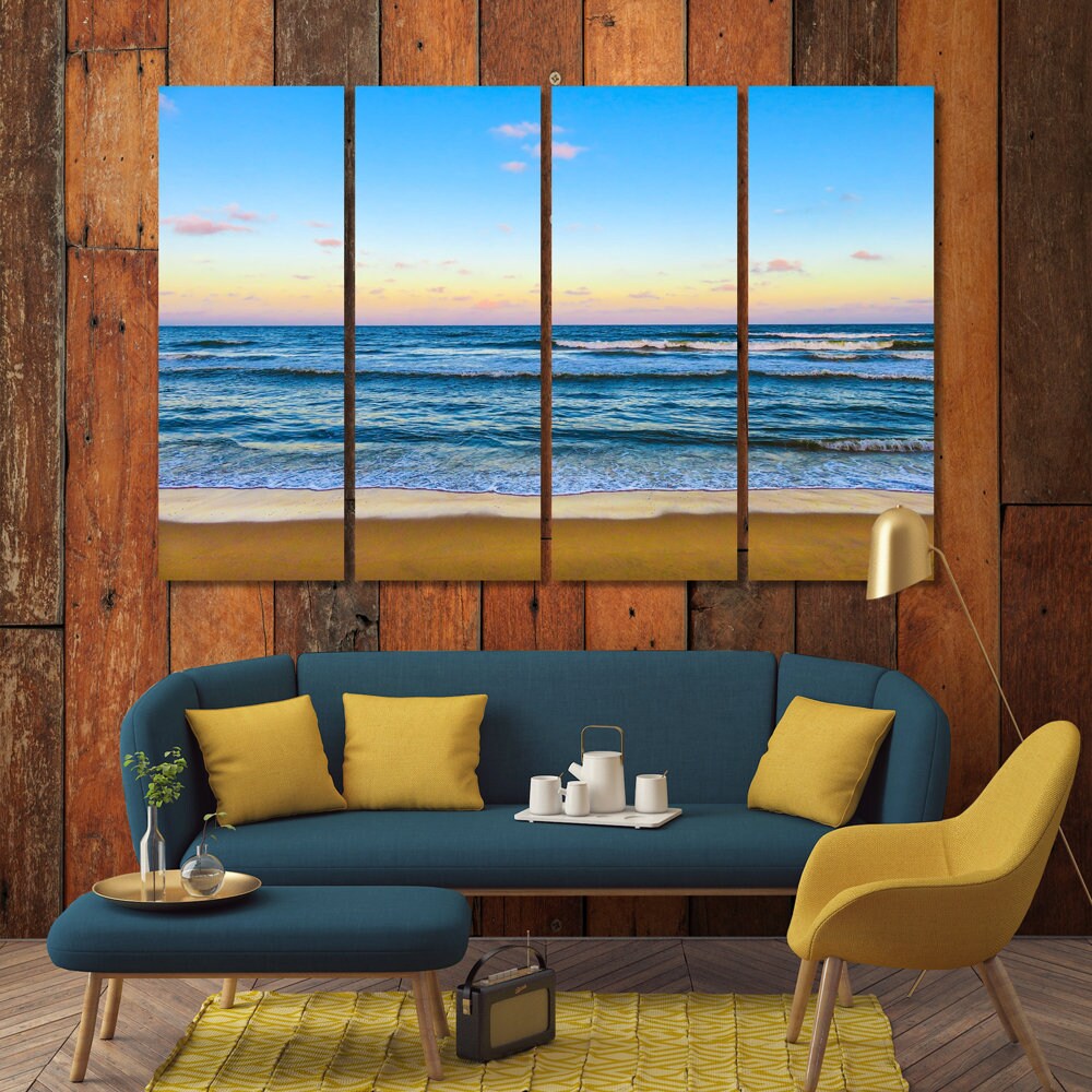 Canvas Set of Beach Beach living room art coast modern art | Etsy