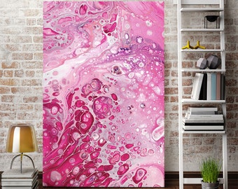 Abstract Art Print Pink Fluid Acrylic Gallery Wrapped Canvas Wall Art