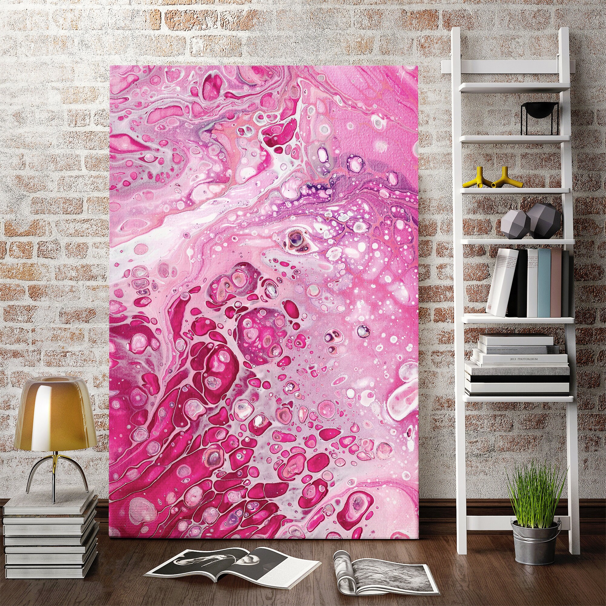 Pink Acrylic Painting Abstract Art Modern Wall Decor Etsy