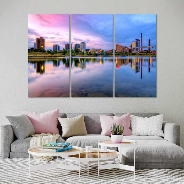 Canvas Set of Birmingham Alabama, Birmingham city at night, Alabama canvas prints art, Birmingham print canvas, Birmingham cityscape print