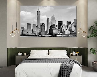 New York Skyline, New York large decor for wall, New York art for office, New York City print canvas, New York artwork, New York cityscape