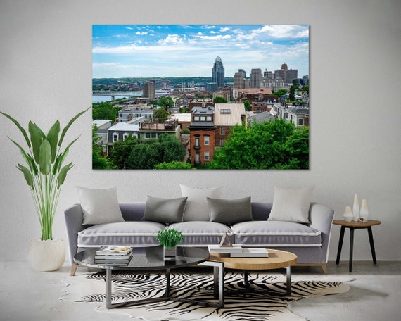 Cincinnati Skyline Canvas Set, Ready to Hang City Wall Art for Home Office