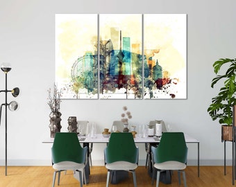 Beijing Watercolor Canvas Prints Wall Art Beijing Skyline Canvas Living Room Wall Decor Beijing Bedrooms Canvas Art Beijing Office Decor