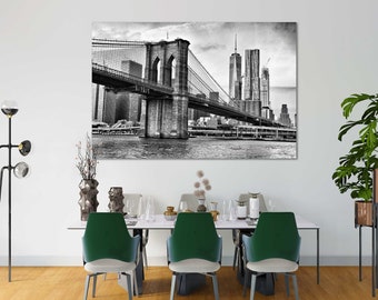 Canvas Set of New York City, Brooklyn Bridge wall art, Brooklyn Bridge canvas art, New York cityscape, Brooklyn Bridge landscape print