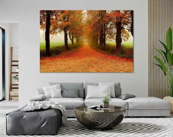 Conjunto de lienzos de árboles otoñales, decoración de pared en lienzo otoñal, decoración de pared con árboles, pintura de paisaje otoñal sobre lienzo, lienzo con impresión otoñal, arte de la naturaleza