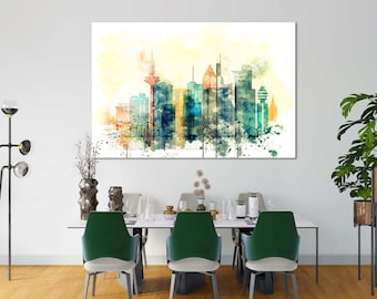 Frankfurt Skyline Canvas Print, Watercolor Wall Art for Bedroom & Office