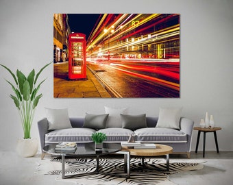 Night London print canvas, London Downtown art for wall, London Travel art, London painting for home, England art decor, England picture