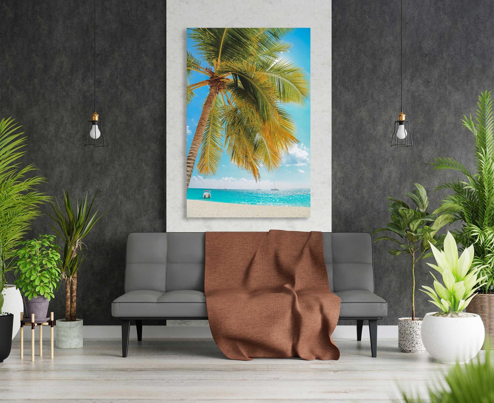 Beach Wall Painting Decor Palm Trees Modern Wall Decorations Etsy