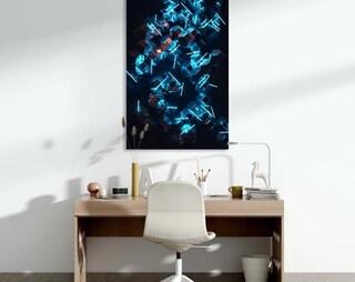 Set Di 3 Quadri Astratti Su Tela | Pittura Moderna Blu E Marrone | Pennellate Neutre Per Soggiorno E Camera Da Letto | 30x40 Cm
