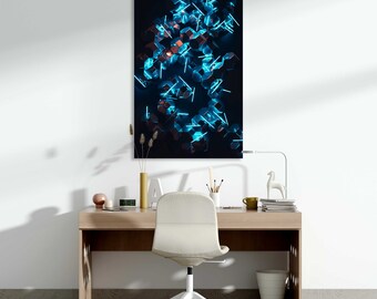 Set Di 3 Quadri Astratti Su Tela | Pittura Moderna Blu E Marrone | Pennellate Neutre Per Soggiorno E Camera Da Letto | 30x40 Cm