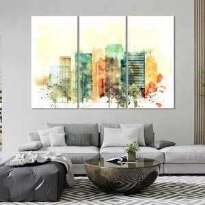 Birmingham Alabama Watercolor Canvas Wall Art Birmingham Alabama Skyline Living Room Wall Decor Birmingham Alabama Bedroom Wall Decor Art image 3