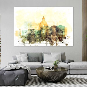 Impressions sur toile aquarelle de Pasadena Art mural Œuvre d'art de Pasadena Art mural de salon Art mural de chambre à coucher de Pasadena Vente Ensemble de toiles de style moderne