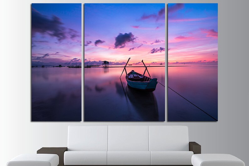 Boat Landscape Canvas Print Wall Art Boat Wall Art Lake Wall Etsy