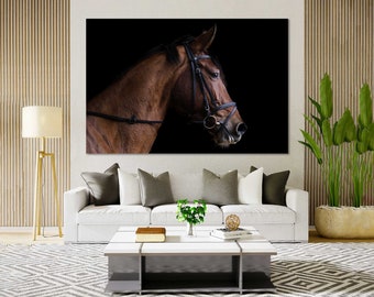 Horse Art Canvas Print, Brown Equine Canvas Wall Decor for Modern Home