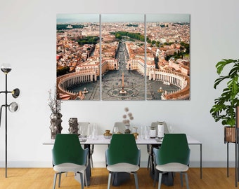 Canvas Set of Rome, Vatican City modern wall decorations, Italy home goods wall decor, Vatican Cityscape print, Vatican wall art, Rome print