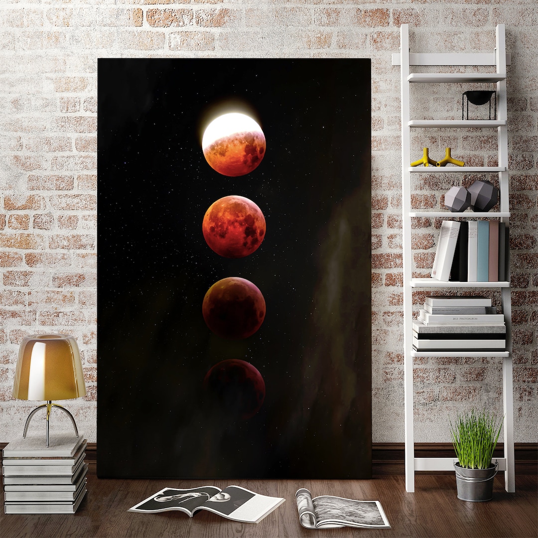Moon Abstract Art Canvas Decor, Original Space Decor for Wall, Moon ...