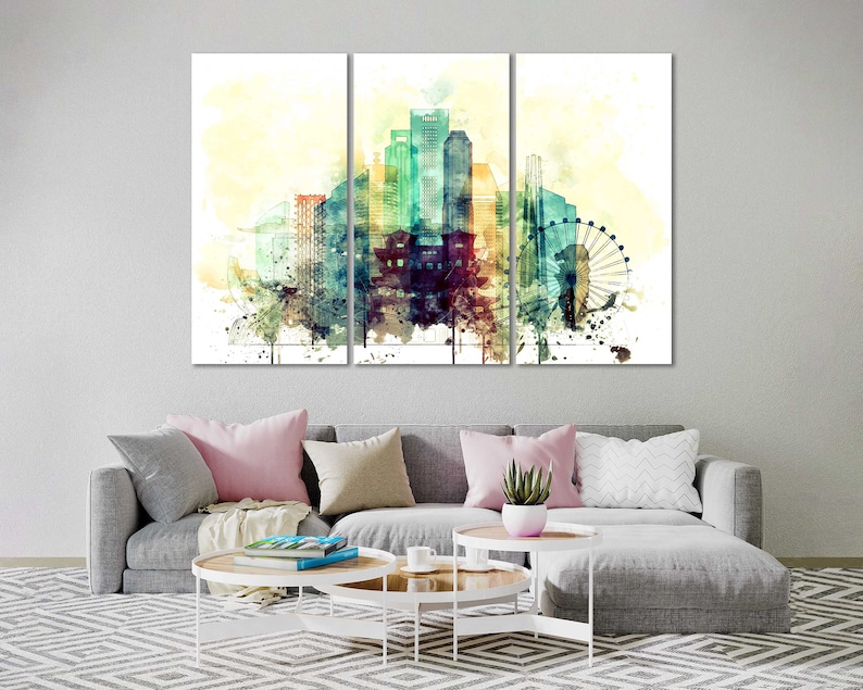 Singapore Watercolor Canvas Prints Wall Art World Famous Canvas Picture Living Room Decor Bedrooms Aquarelle Paintings Home Decoration image 1