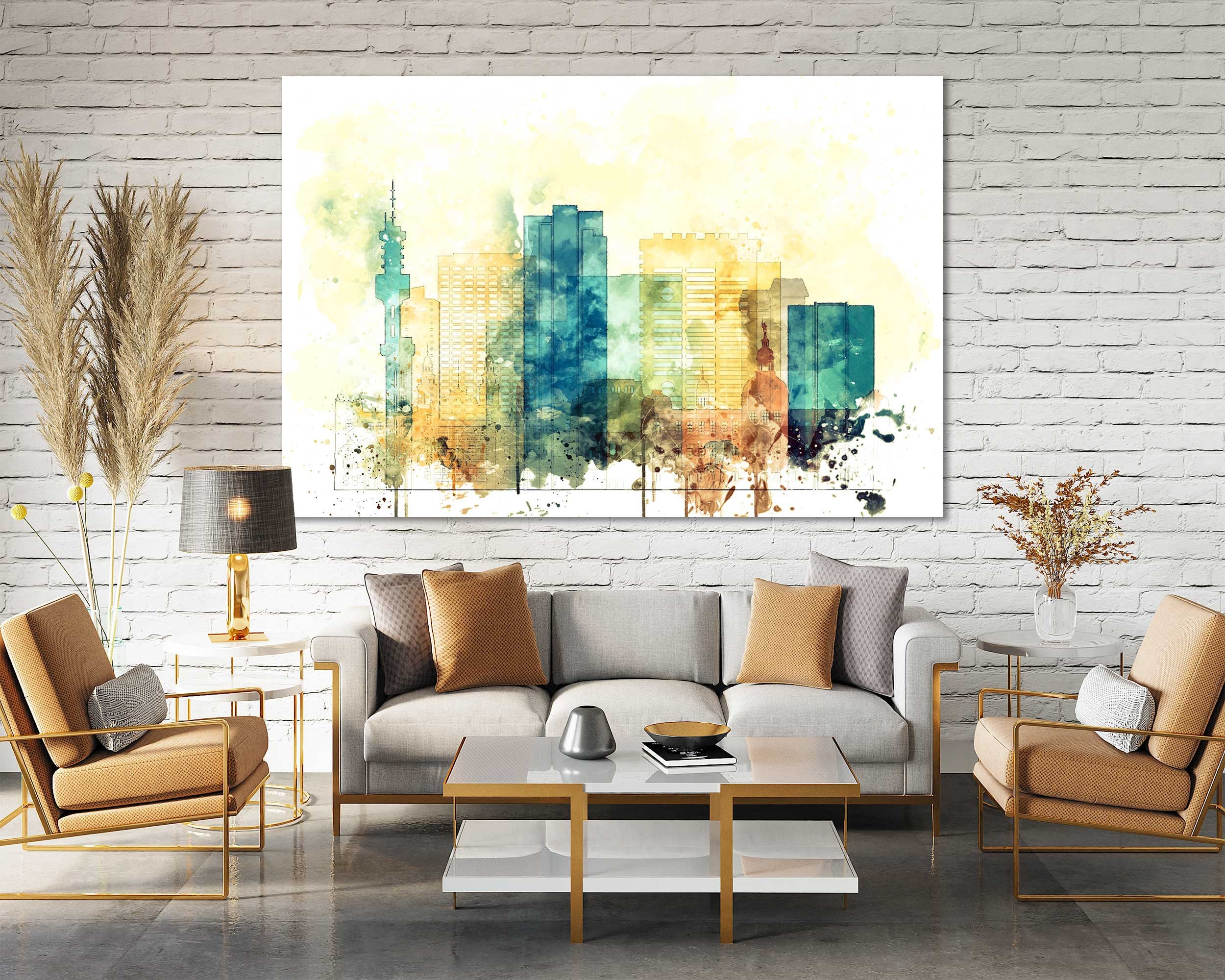 Pretoria Watercolor Canvas Prints Wall Art Pretoria Artwork Living Room Wall Decor Pretoria Bedroom Wall Decor Modern Style Canvas Set