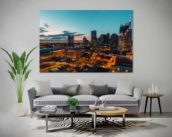 Nashville Canvas Wall Decor Art, Nashville Large Wall Art Sale for Living Room, Nashville Skyline for Home and Office Decoration Wall Art