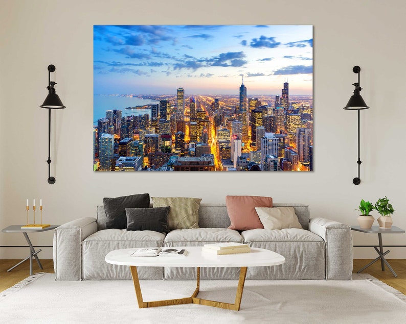 chicago skyline chicago wall art chicago art chicago poster chicago print chicago decor chicago prints chicago canvas chicago canvas art image 1