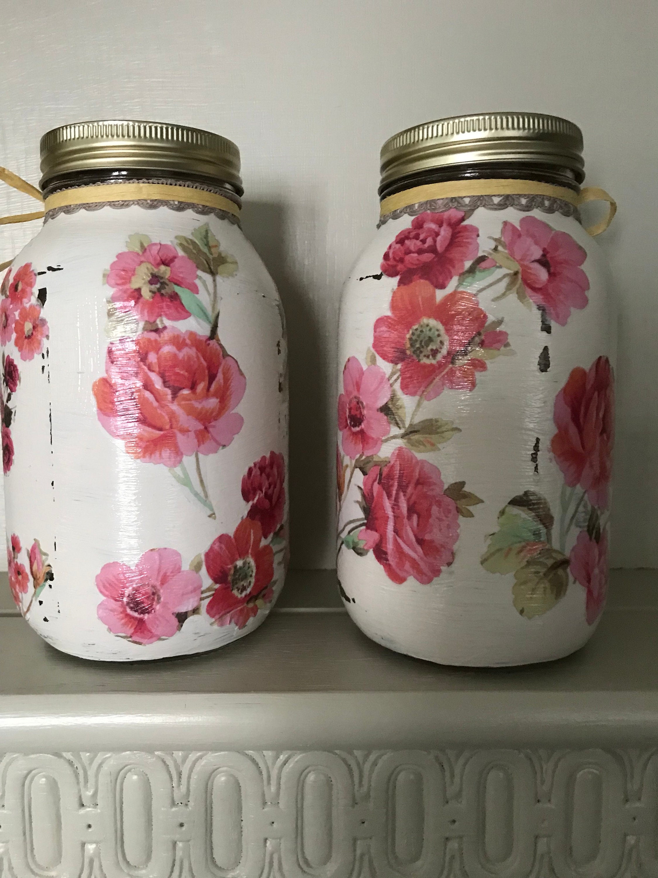 Pair of Decorated Kilner Jars With Tea Lights Inside Etsy