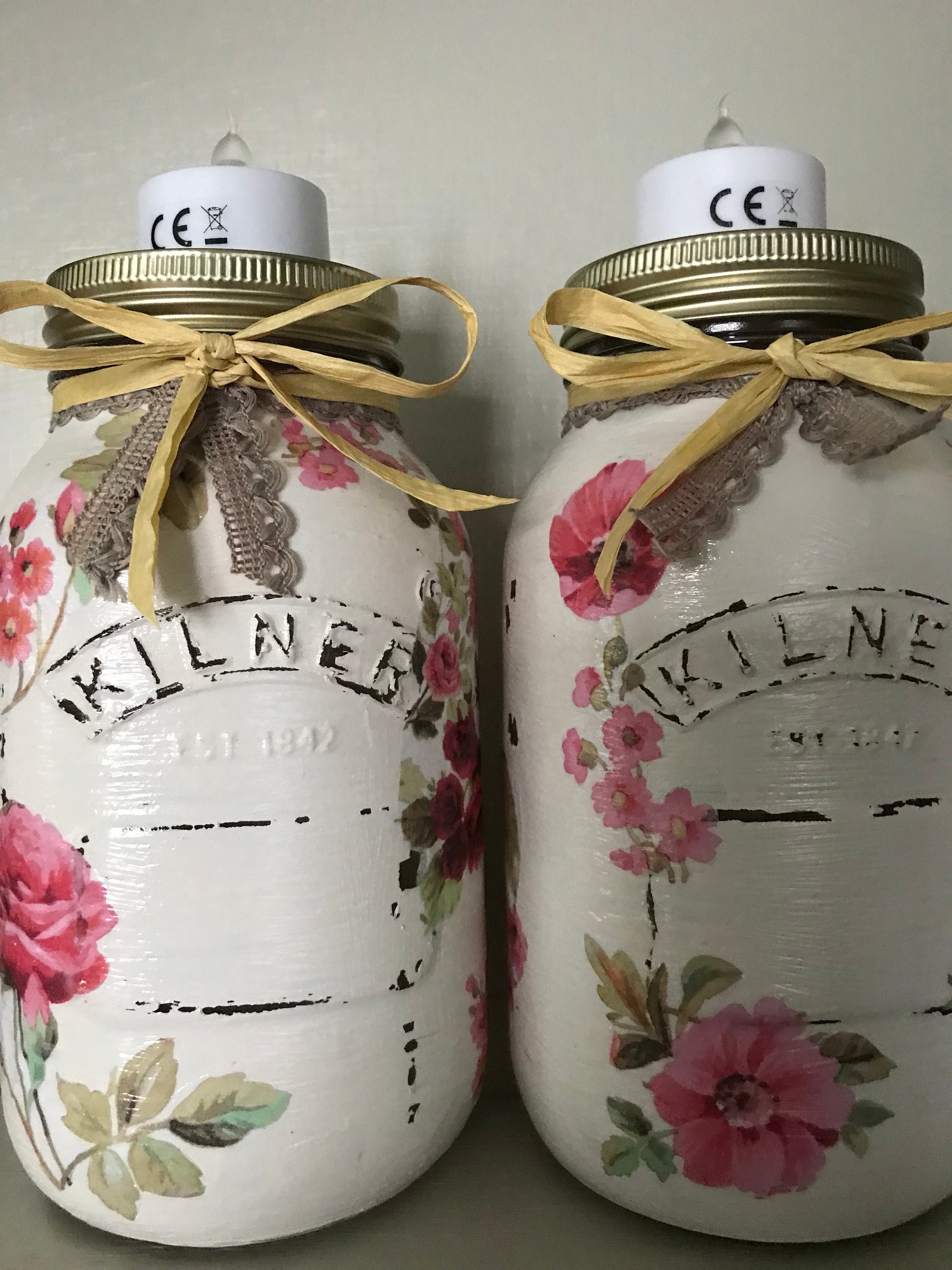 Pair of Decorated Kilner Jars With Tea Lights Inside Etsy