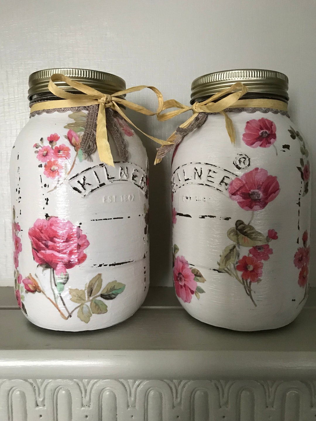 Pair of Decorated Kilner Jars With Tea Lights Inside Etsy