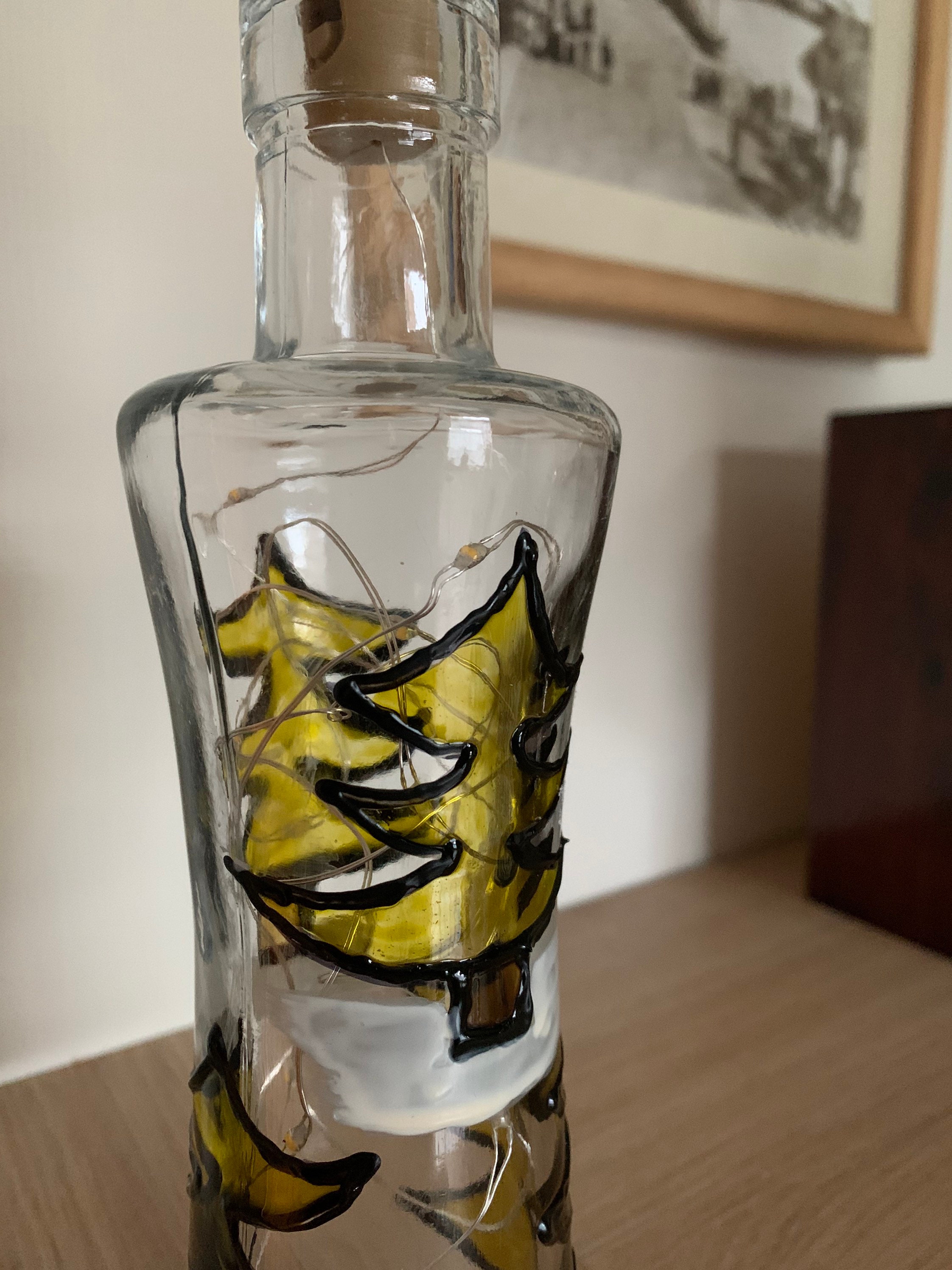 Light up glass bottle with Christmas trees Etsy