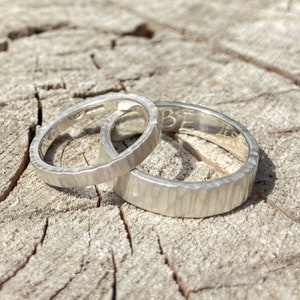 Handfasting rings Cambium/ his and hers matching civil partnership / wedding bands, nature inspired, recycled sterling silver