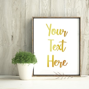 A4 A5 A3 Personalised REAL Gold Foil Prints Custom Quote Poster Sign Wall Art Home Decor Custom Foiled Print Calligraphy Typography Poster