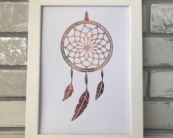 Foiled Dream Catcher Print: Rose Gold Wall Art (A4/A5)