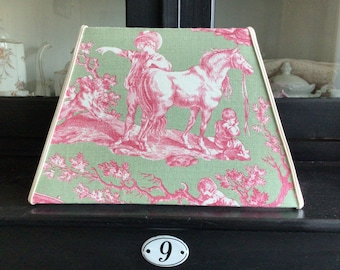 Rectangular lampshade, toile de Jouy, linen