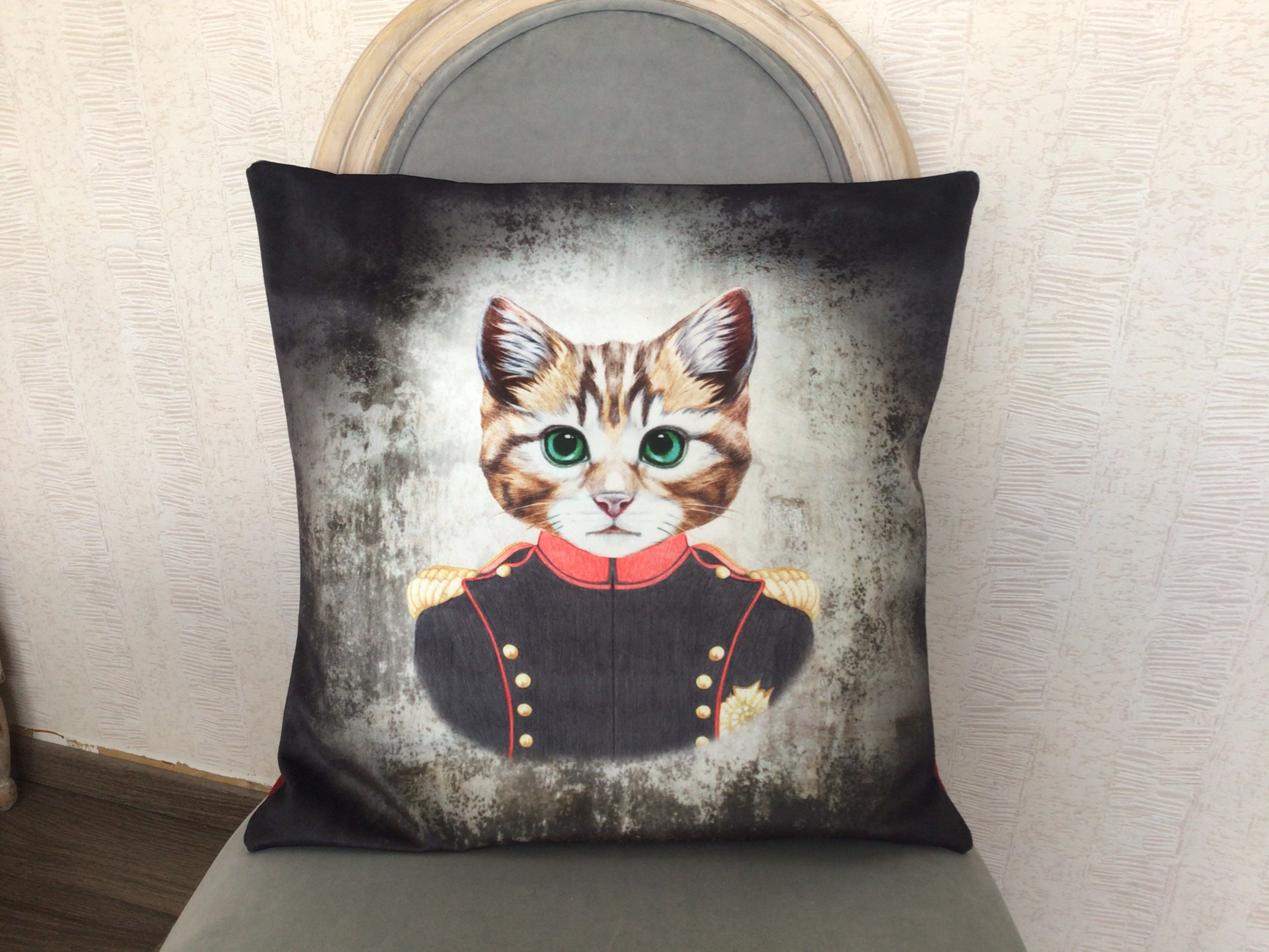 Housse de Coussin, Portrait Chat Costumé