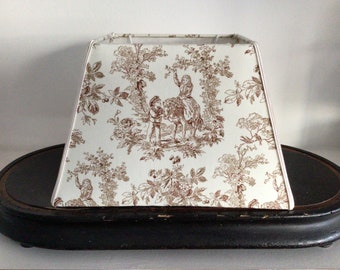 Abat-jour rectangulaire, toile de Jouy