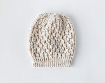 CROCHET PATTERN: hat, beanie, modern textured crochet beanie, knit look crochet hat pattern, slouchy hat - baby, toddler, child, adult sizes