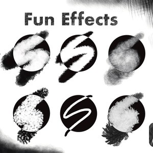 Pu&ograve; includere: Un'immagine in bianco e nero con il testo "Fun Effects" in alto. Ci sono sei cerchi con diversi motivi in bianco e nero al loro interno. I cerchi sono disposti in due file di tre.