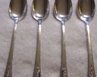 Holmes and Edwards Silverplate Four Oval Soup Spoons