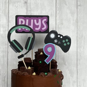 Adorno para tarta de jugador personalizado, decoraciones para fiestas de amantes de los videojuegos, fiesta de jugadores,