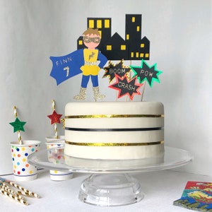 Superhero Cake Topper, Personalised Cake Topper, Superhero Party Decorations, Superhero Birthday Theme