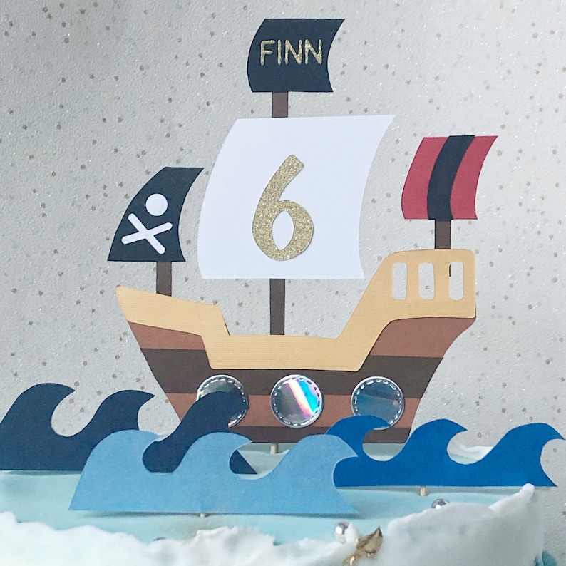 Pirate Cake Topper Topper Gateau Personnalise Bateau Pirate Etsy