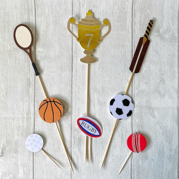 Sports Theme Cake Topper, Handmade Personalised Cake Topper, Sports Party Decoration, Ball Sports, Tennis, Basketball, Soccer, Swimming