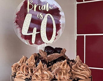Personalized Acrylic Birthday Cake Topper, Custom Name & Age