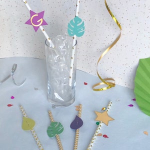 Tropical Party Straws, Personalised Straws - Set of 6,  Tropical Theme Party Decor, Custom Drinking Straws, Birthday Party Decorations