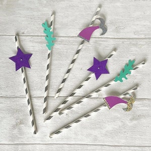 Mermaid Party Straws, Personalised Under the Sea Paper Straws - Set of 6, Mermaid Birthday Party Decor, Kids Birthday Party Decorations