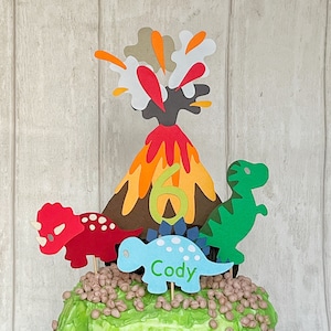 Custom Dinosaur Cake Topper, Personalised Dino Cake Topper, Cute Dinosaur Party Decorations, Dinosaur Birthday Decor