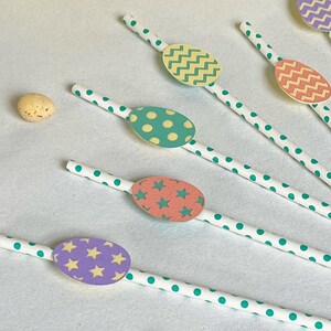 Easter Party Straws - Set of 6,  Easter Party Decor, Pastel Easter Decorations, Kids Easter Party Supplies