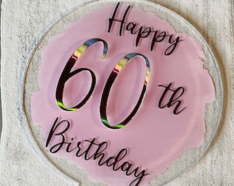 Personalized Acrylic Birthday Cake Topper, Custom Celebration Decor